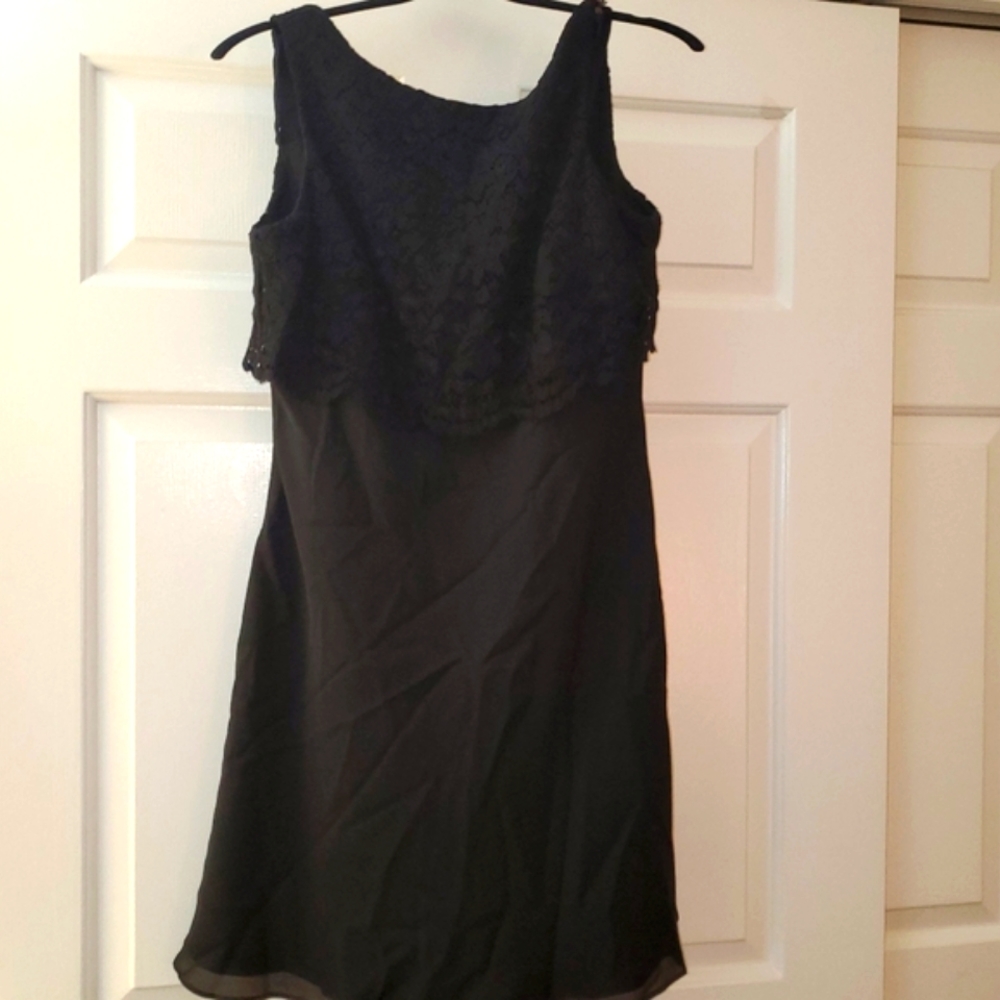BNWT black lace dress buttons back overlay